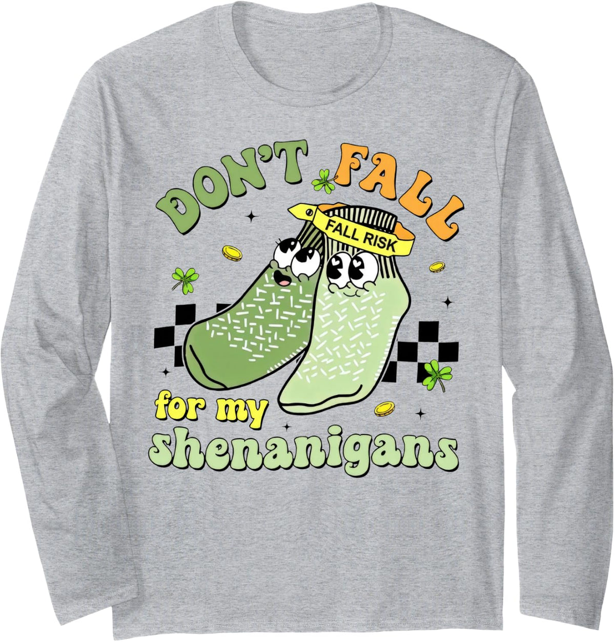 Dont Fall for My Shenanigans OT PT Nurse St Patrick's Day Long Sleeve T-Shirt - Adult Unisex Heather Grey