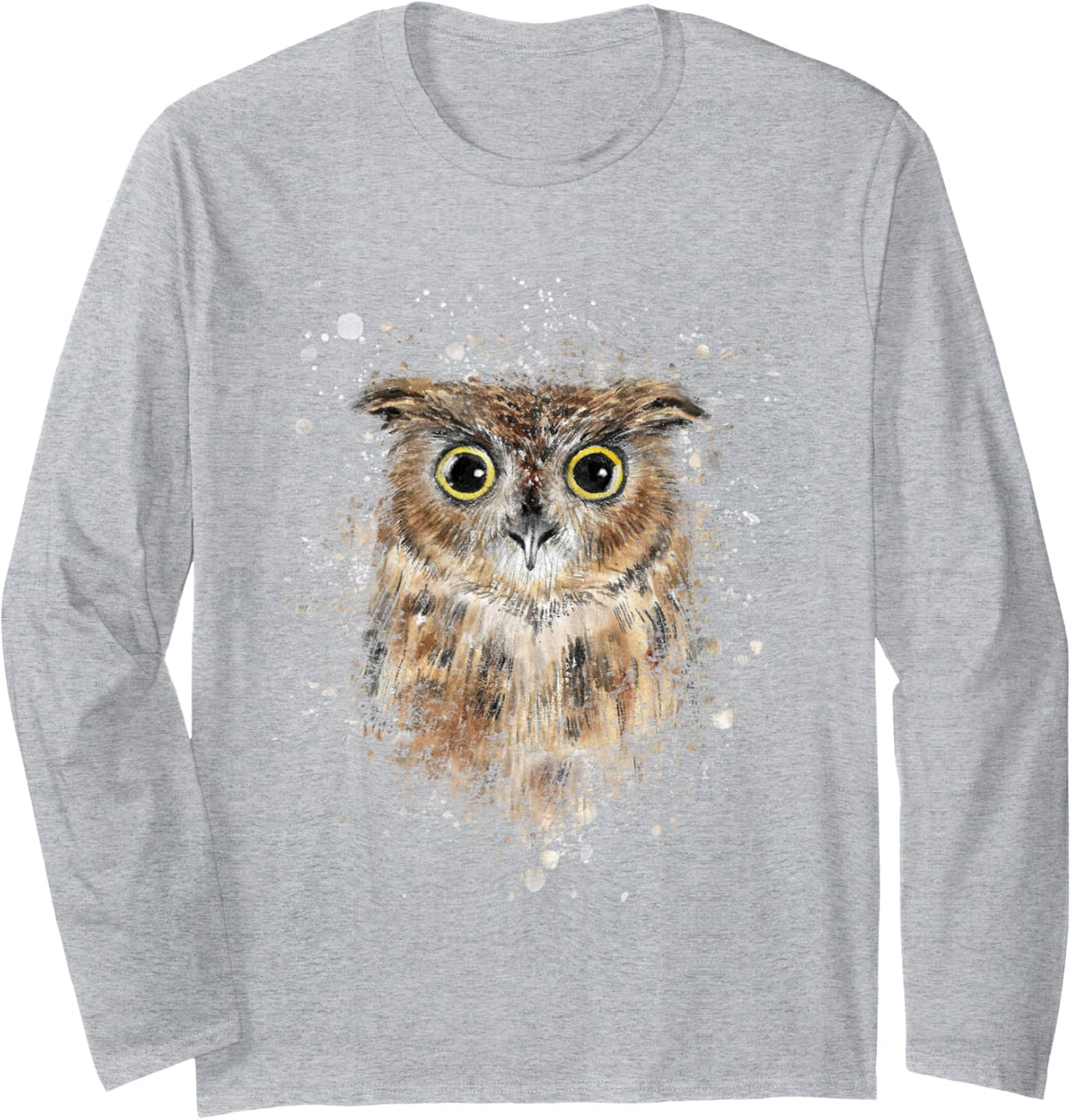 Cute great horned owls artistic Long Sleeve T-Shirt - Adult Unisex Heather Grey