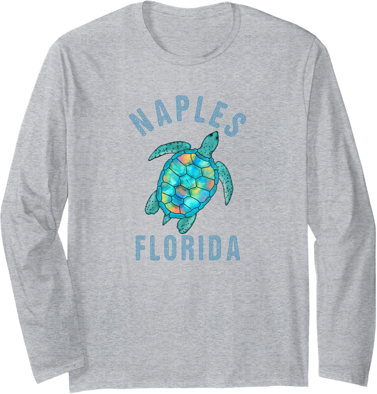 Naples, FL Beach Design / Sea Turtle Illustration Gift Long Sleeve T-Shirt - Adult Unisex Heather Grey