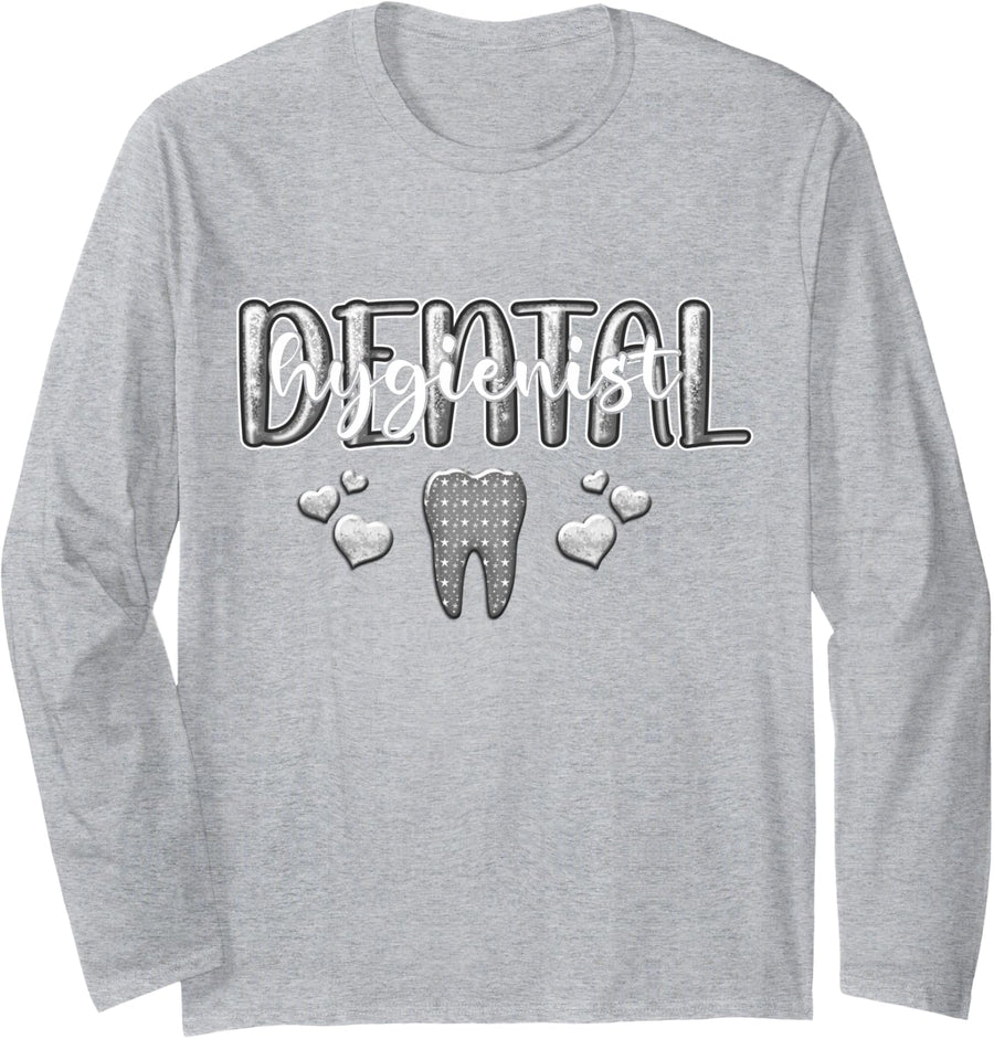 Dental Hygienist RDH Oral Hygiene Professional Pride Long Sleeve T-Shirt - Adult Unisex Heather Grey