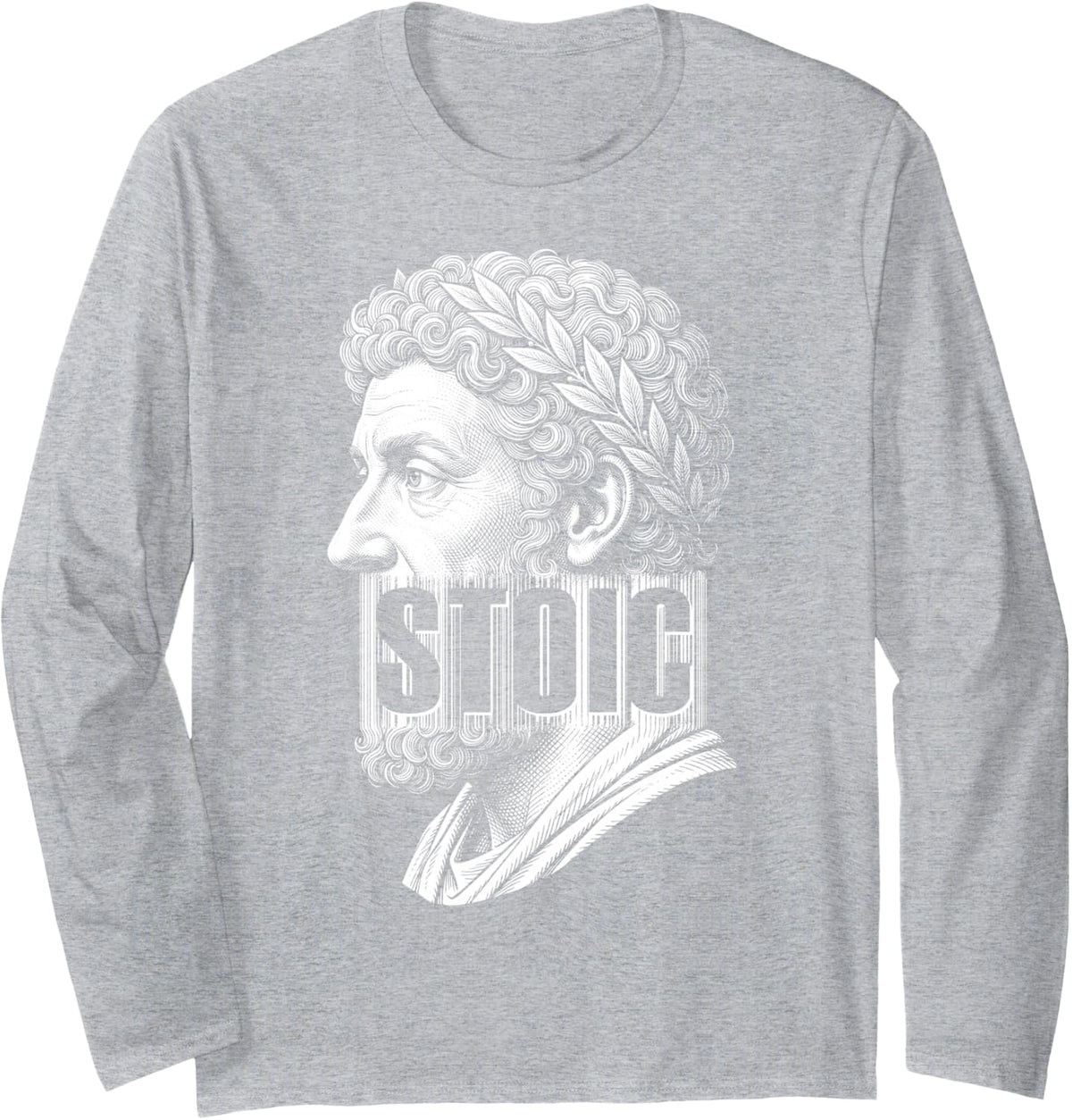 Marcus Aurelius Stoic Philosophy Barcode Philosopher Long Sleeve T-Shirt - Adult Unisex Heather Grey