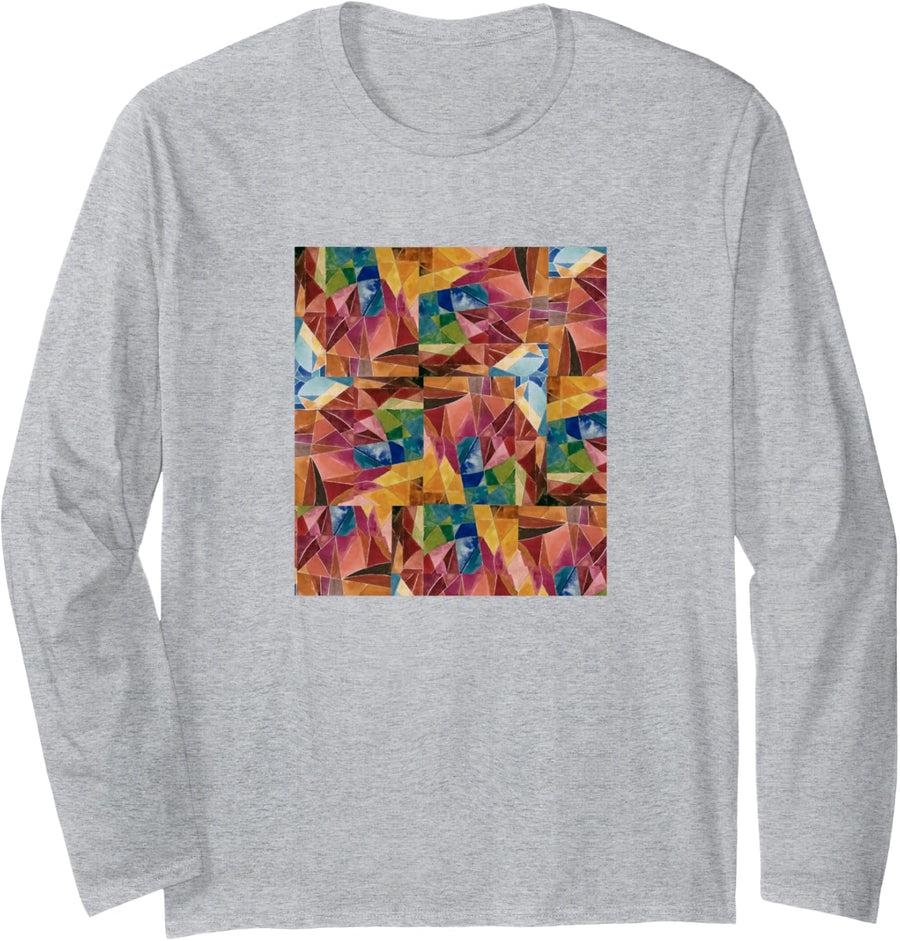 watercolor stained glass window Long Sleeve T-Shirt - Adult Unisex Heather Grey