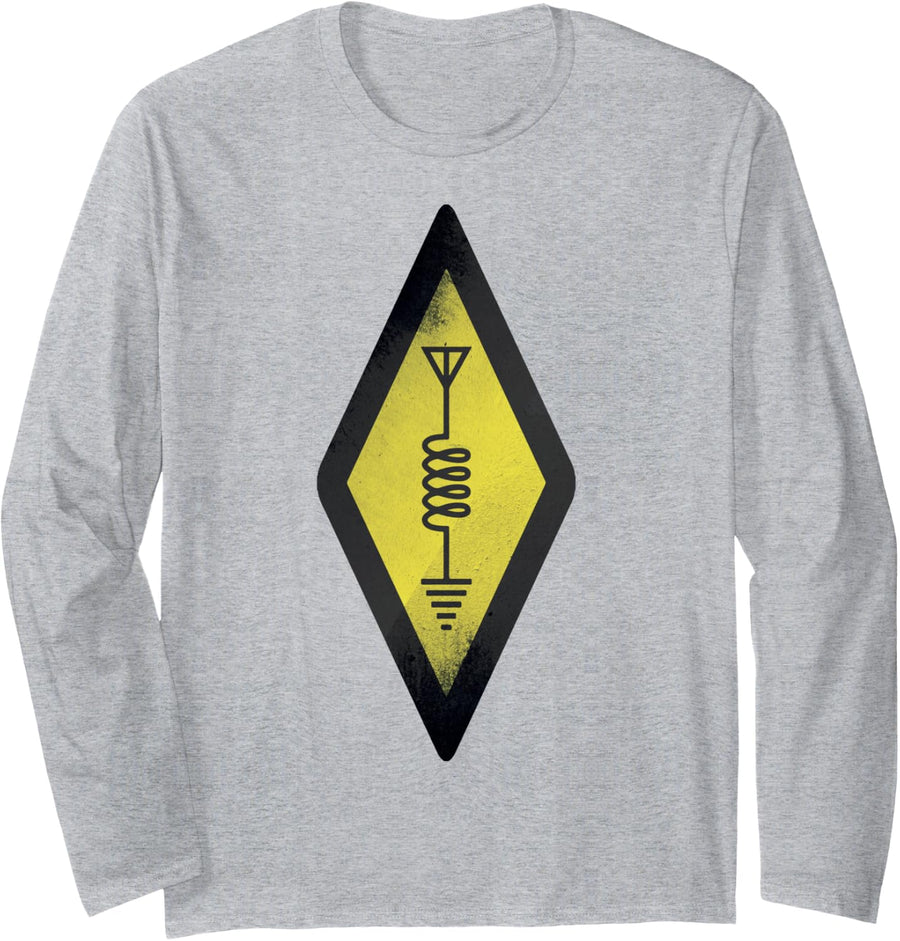 HAM International Amateur Radio Symbol | Cute Operator Gift Long Sleeve T-Shirt - Adult Unisex Heather Grey