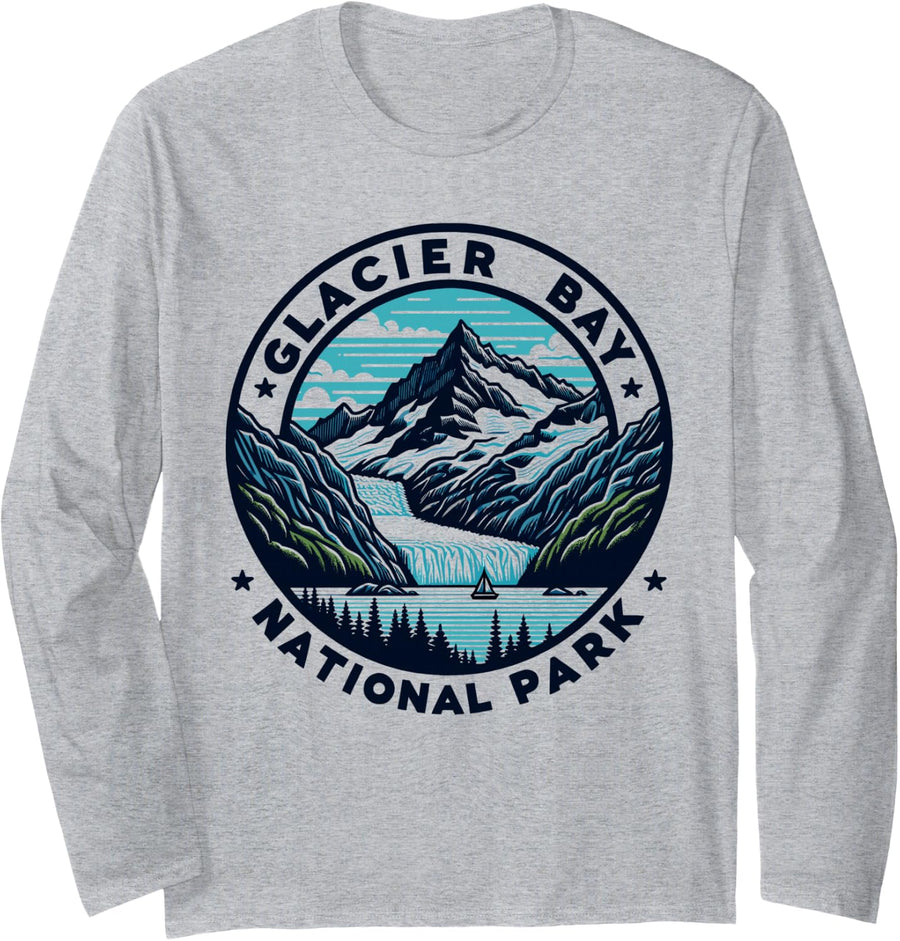 Glacier Bay National Park Long Sleeve T-Shirt - Adult Unisex Heather Grey