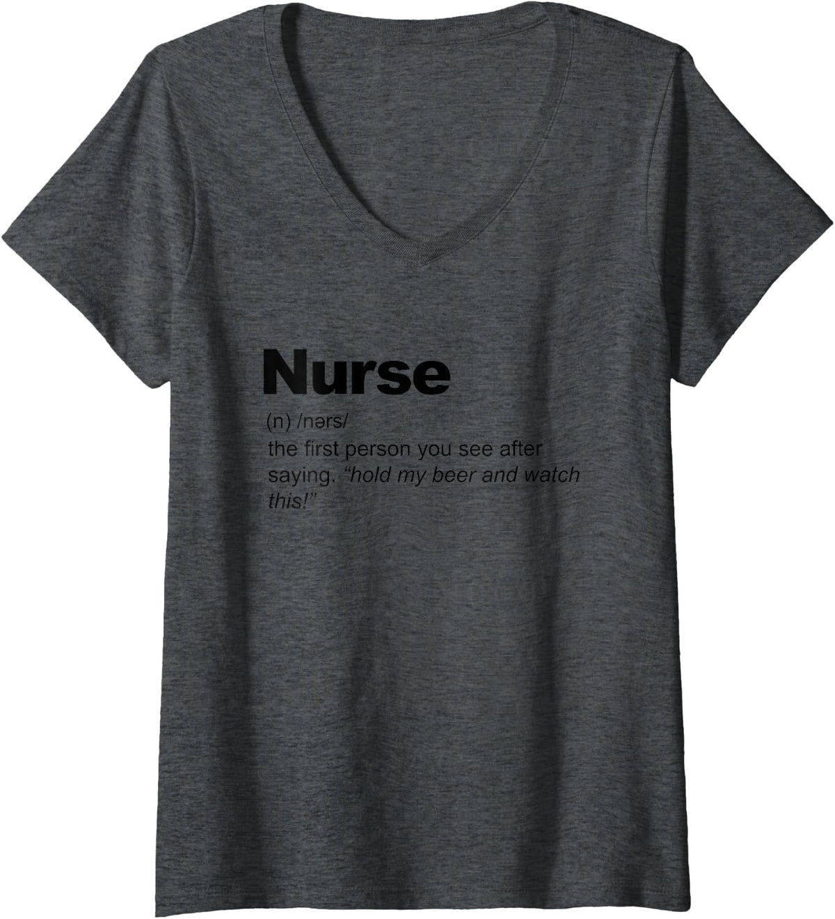 Women's Nurse Definition Funny Nurse Definition V-Neck T-Shirt - Dark Heather Grey