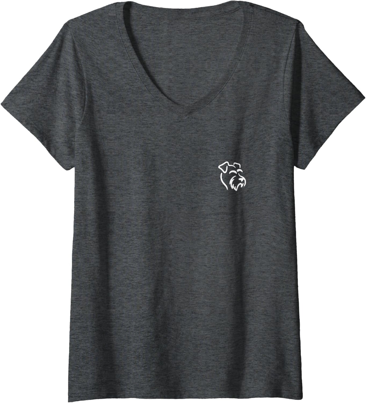 Women's Miniature Schnauzer Simple Minimalist Line Art V-Neck T-Shirt - Dark Heather Grey