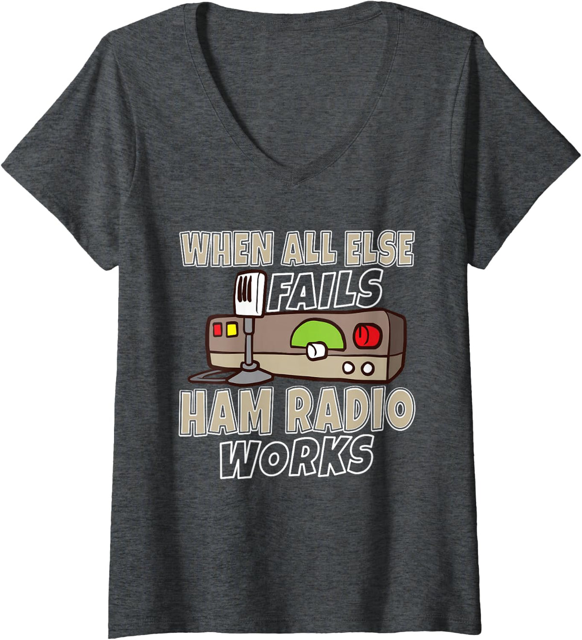 Women's Ham Radio Radio Operator Amateur Radio Signal V-Neck T-Shirt - Dark Heather Grey