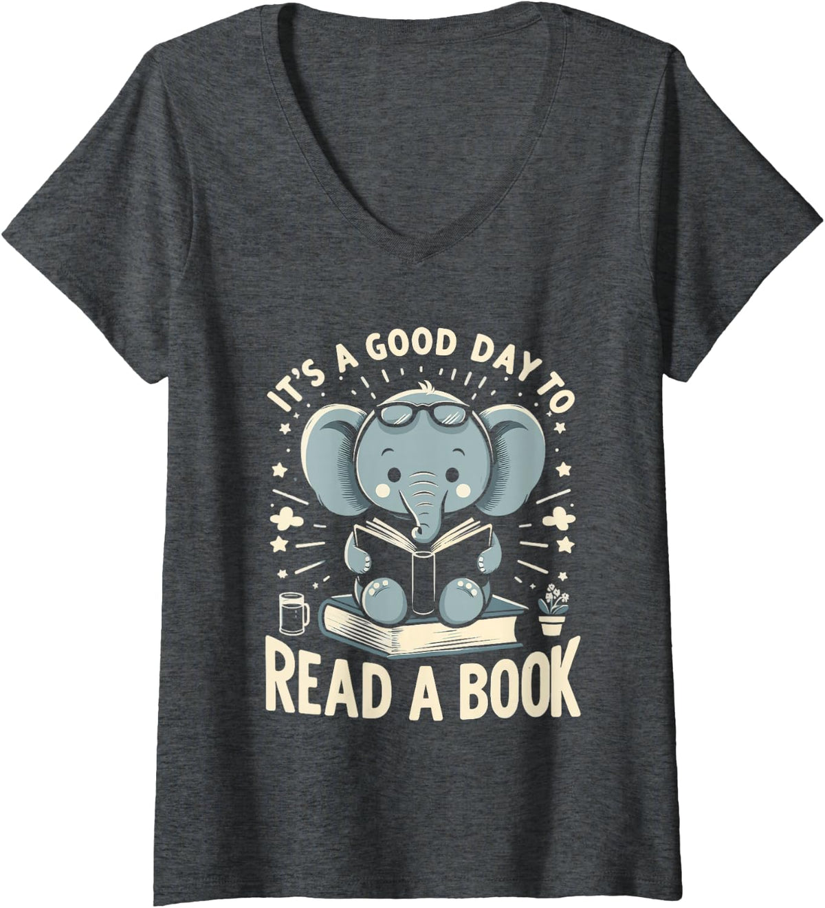 Women's It’s A Good Day to Read - Bookworm Librarian Book Lover Tee V-Neck T-Shirt - Dark Heather Grey