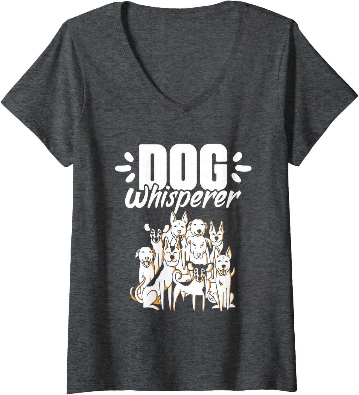 Women's Dog Breed Whisperer for Pup Pet Lover Whisperer Trainer V-Neck T-Shirt - Dark Heather Grey