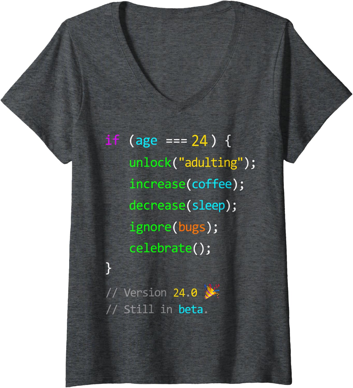 Women's 34th Birthday 34 Years Old Coder Humor Programmer Men V-Neck T-Shirt - Dark Heather Grey