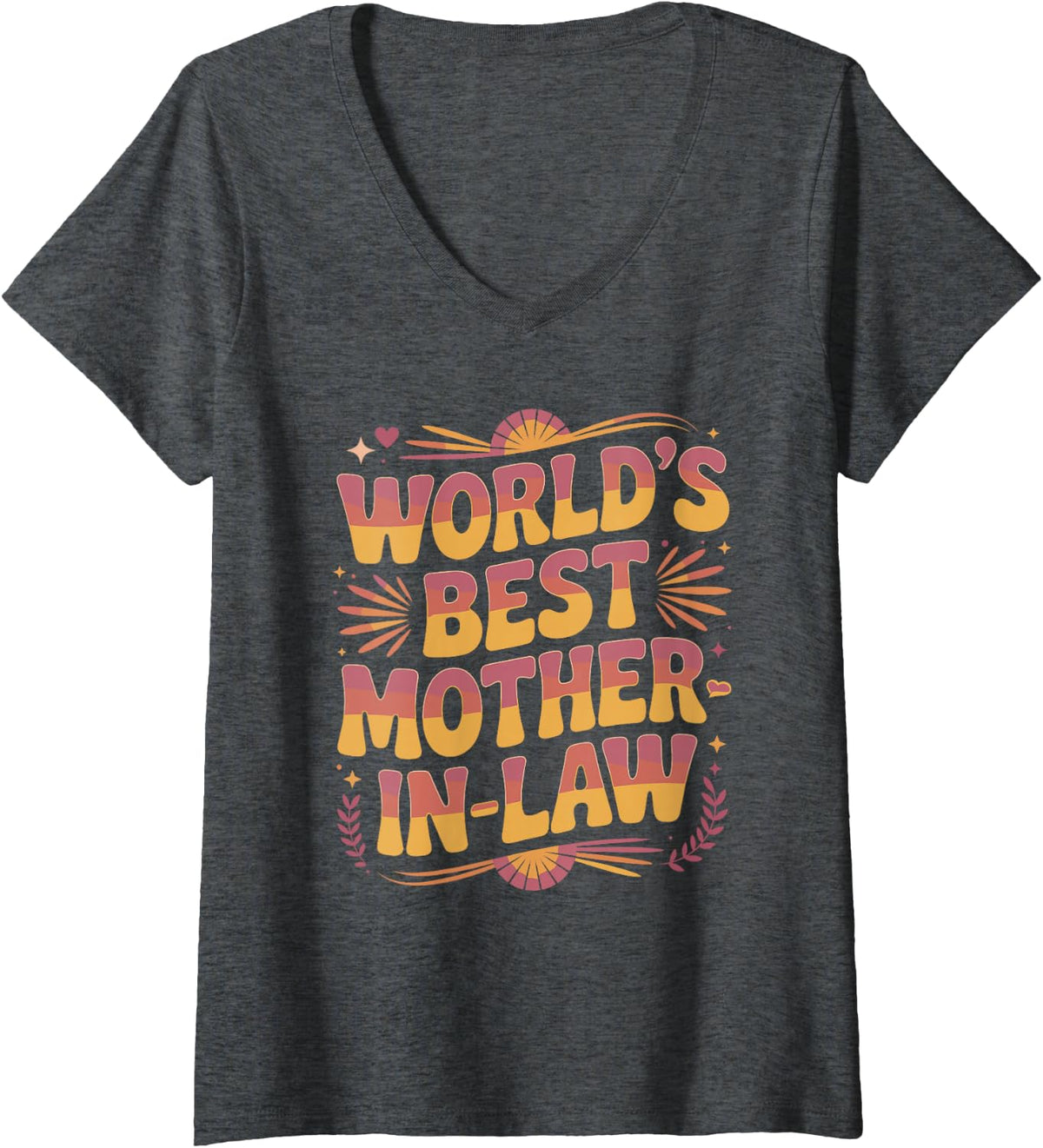 Women's World’s Best Mother-in-Law Appreciation V-Neck T-Shirt - Dark Heather Grey