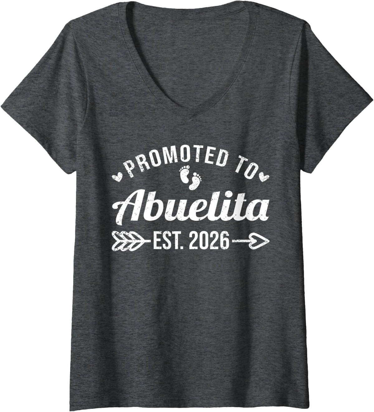 Women's Promoted to Abuelita EST. 2026 Funny Soon to Be Abuelita V-Neck T-Shirt - Dark Heather Grey