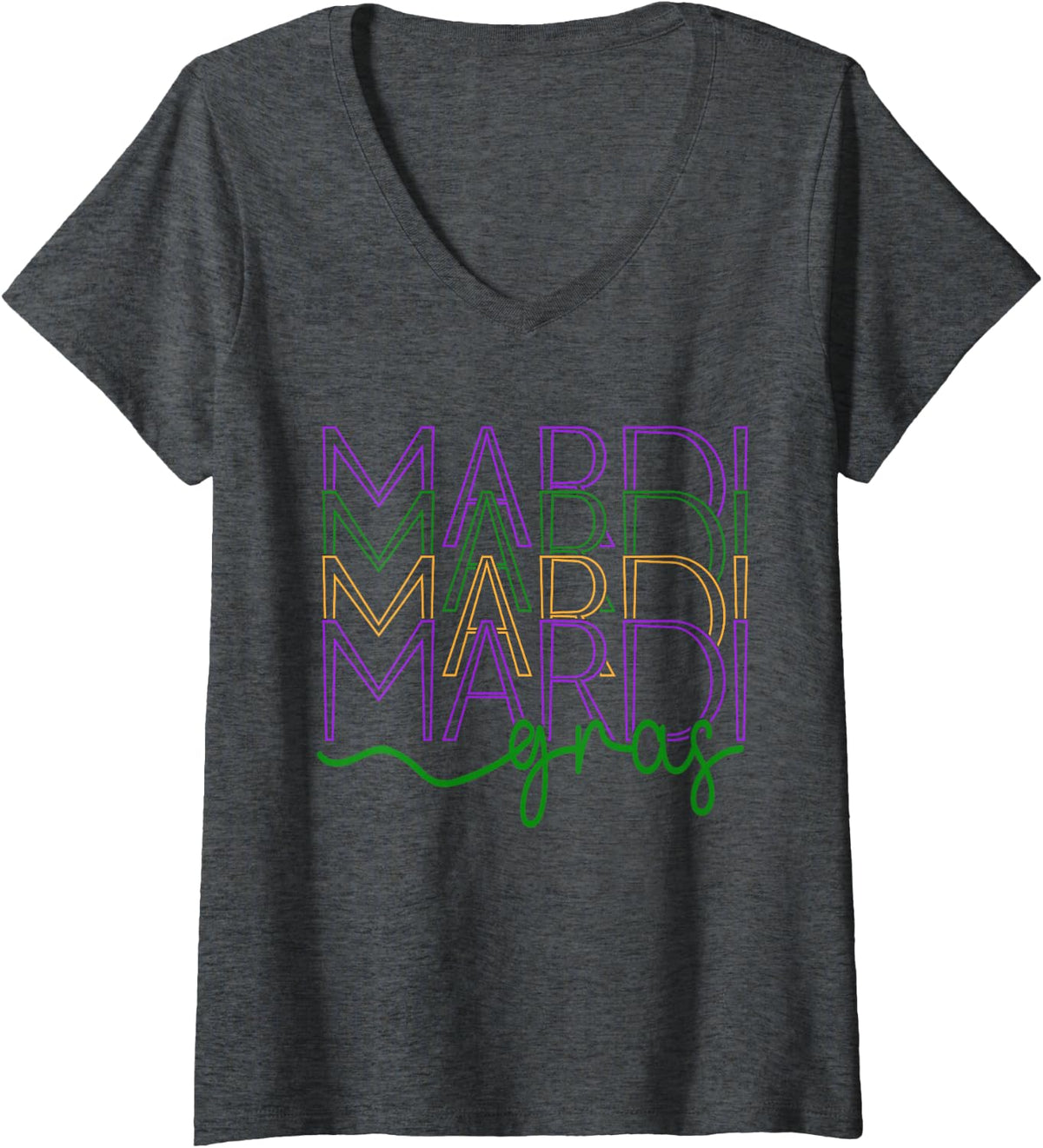 Womens Vintage Mardi Gras Festival New Orleans Women's T-Shirt V-Neck T-Shirt - Dark Heather Grey