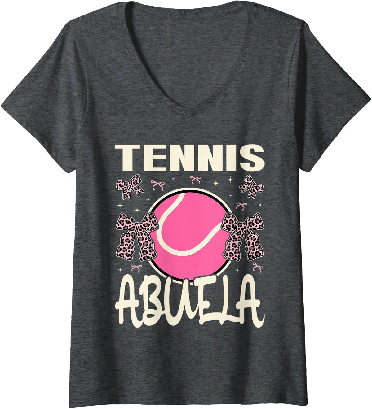 Women's Tennis Lover Player Cute Grandma Grandmother Women Abuela V-Neck T-Shirt - Dark Heather Grey