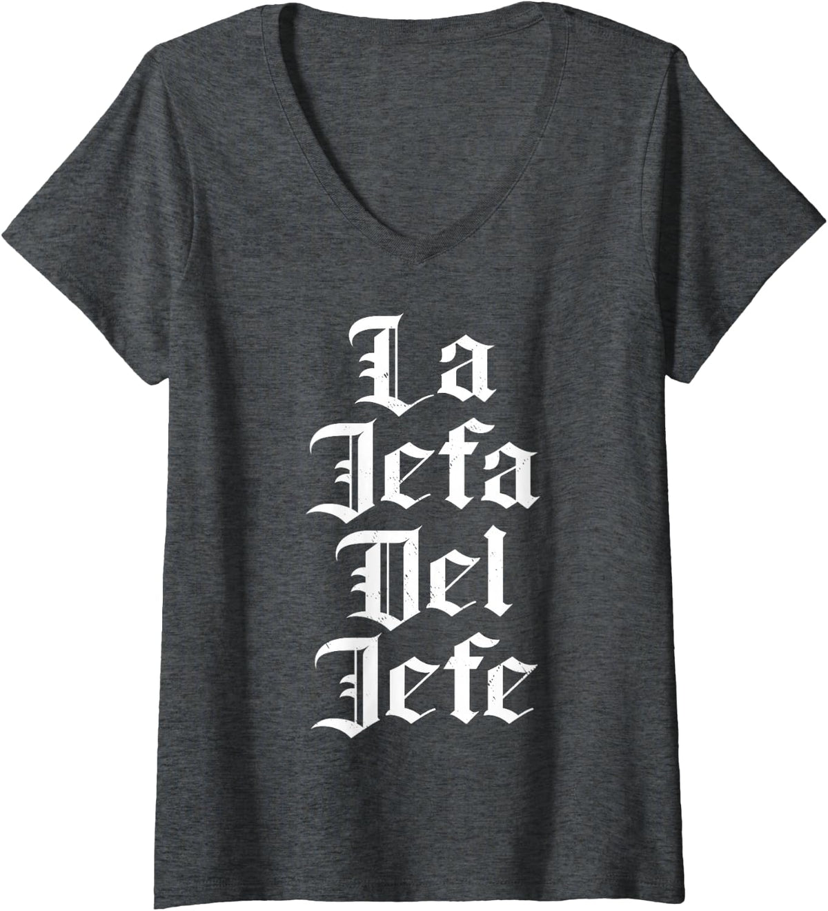 Womens Jefa Del Jefe Latin Heritage V-Neck T-Shirt - Dark Heather Grey