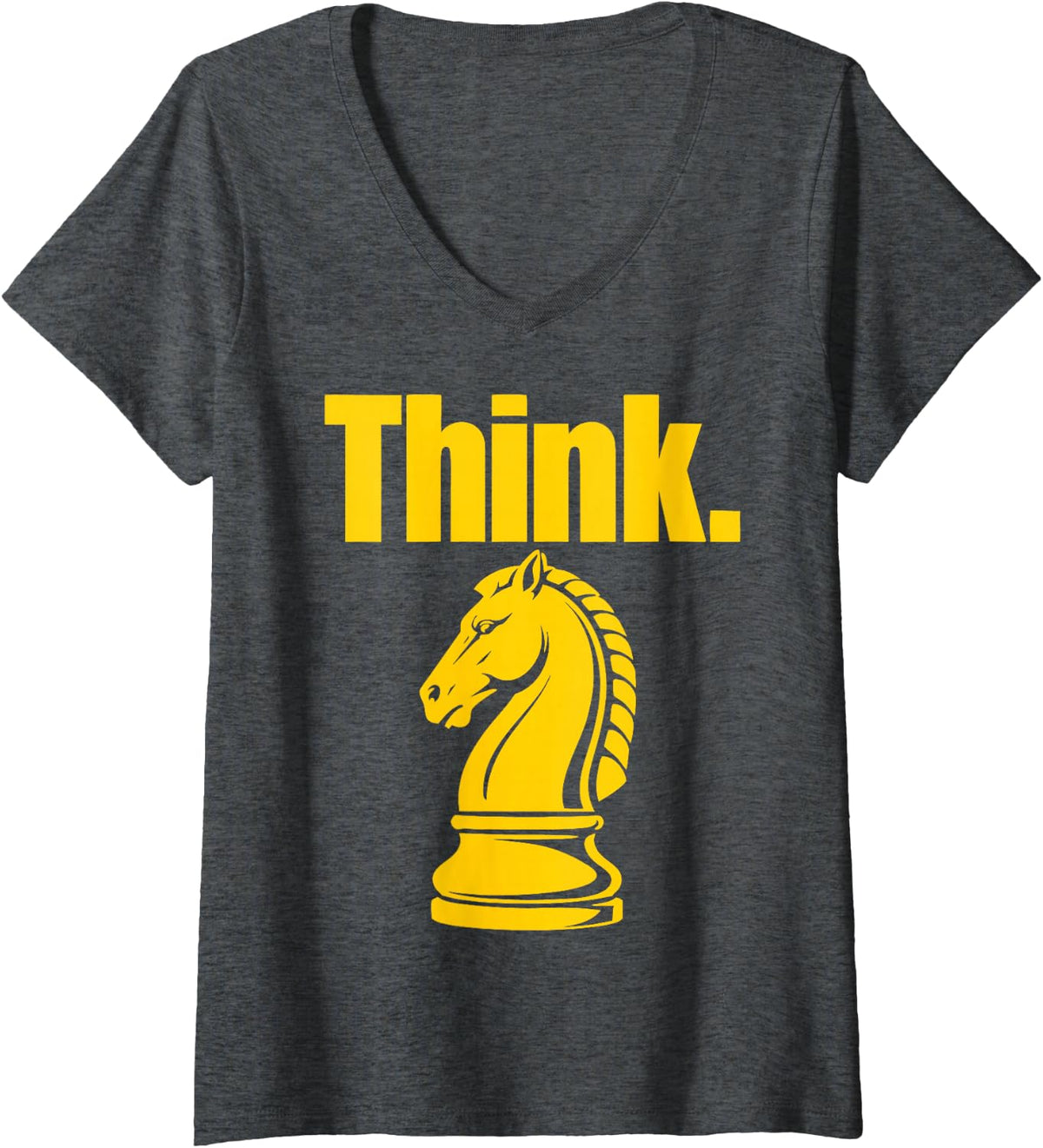 Women's Chess Player Knight Checkmate Club Chess V-Neck T-Shirt - Dark Heather Grey
