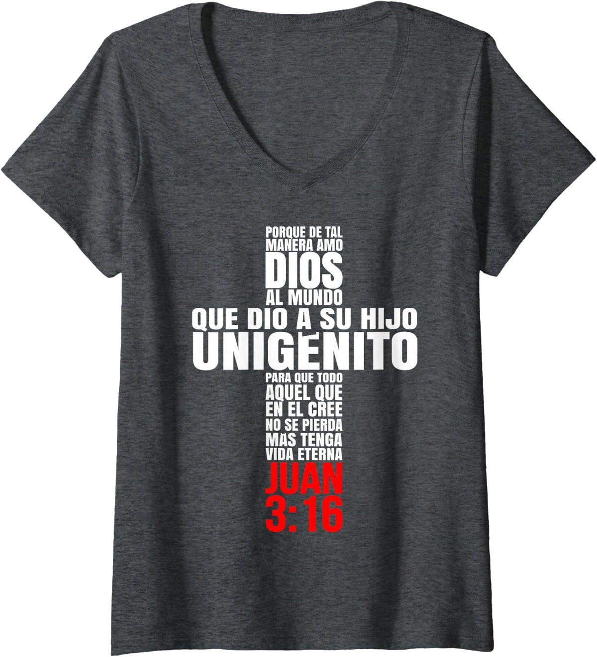 Women's Mensajes Biblicos Dios Jesus Espanol Spanish for Christians V-Neck T-Shirt - Dark Heather Grey