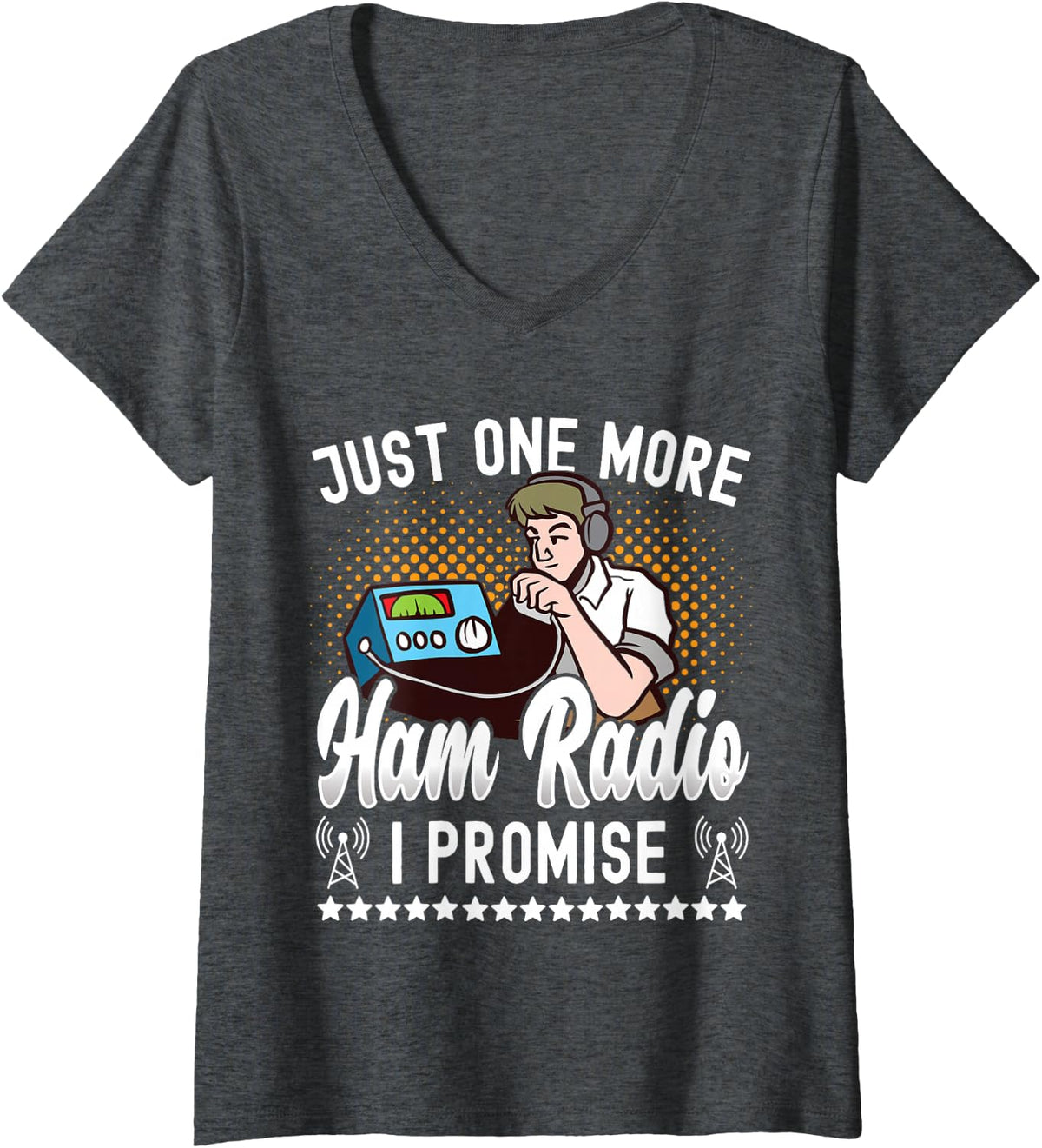 Women's Just More Ham Radio - Amateur Radio and Ham Radio Operator V-Neck T-Shirt - Dark Heather Grey