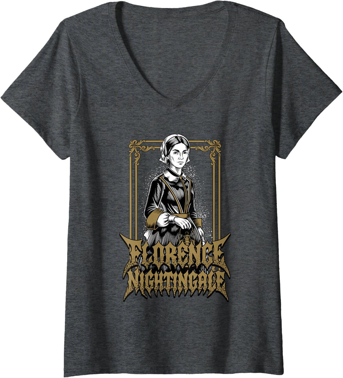 Women's Florence Nightingale V-Neck T-Shirt - Dark Heather Grey