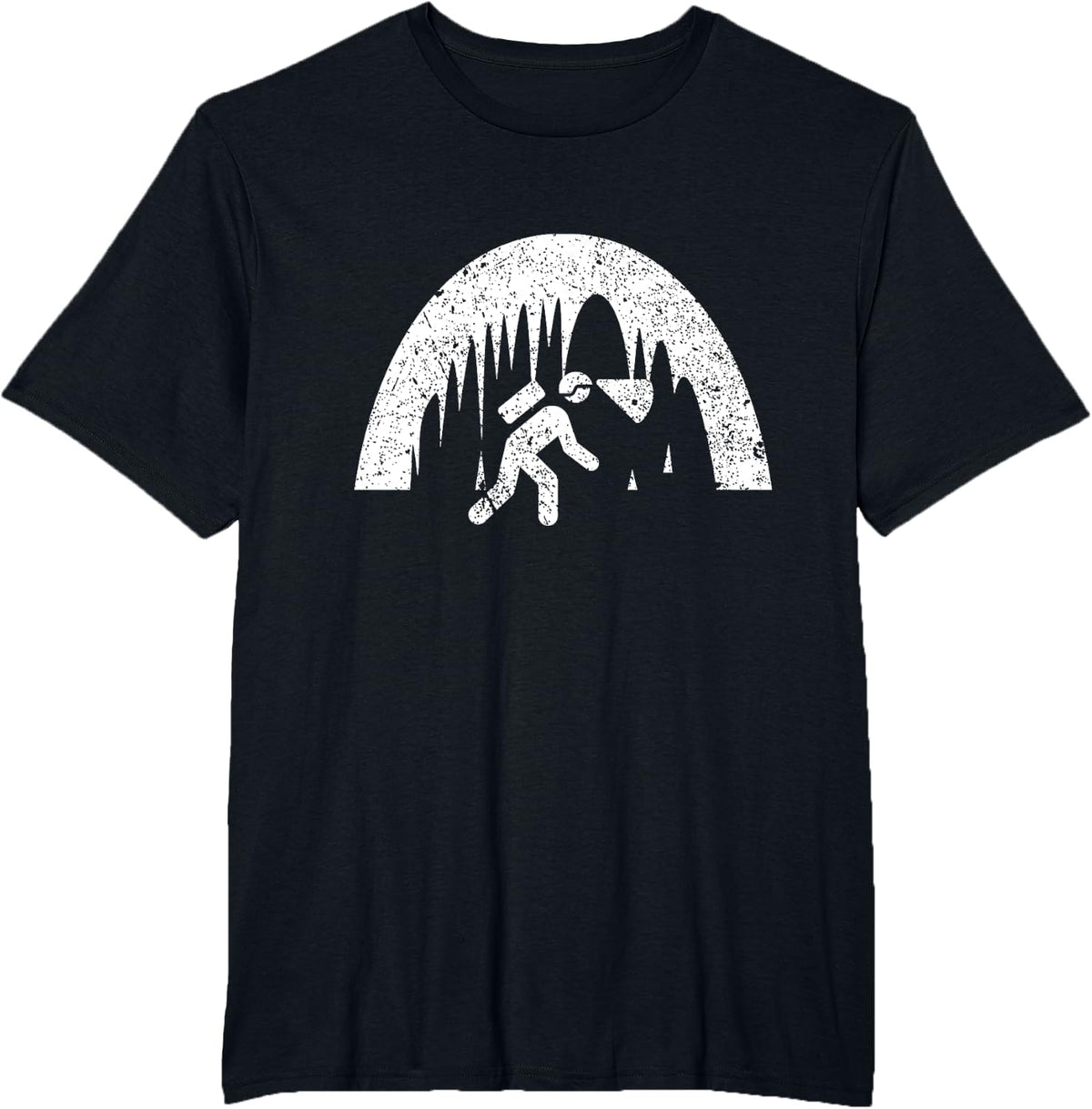 Caves Spelunking Cavers Distressed Tee Caving T-Shirt - Black