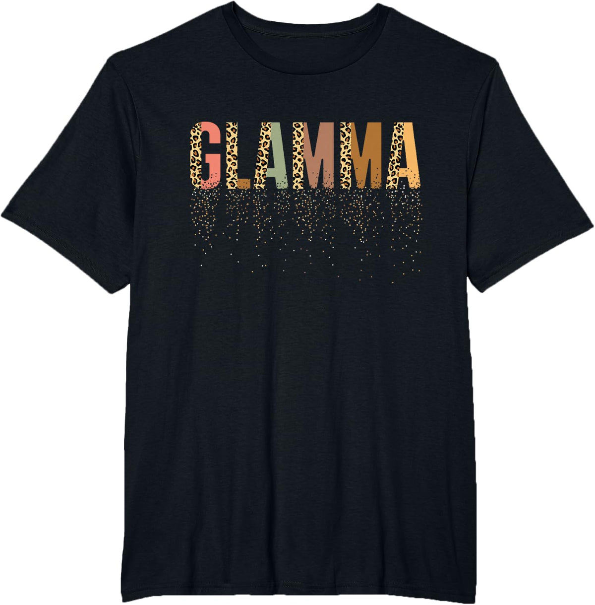 Glamma - Leopard Design Mother's Day Mother Grandma Mama Mom T-Shirt - Black