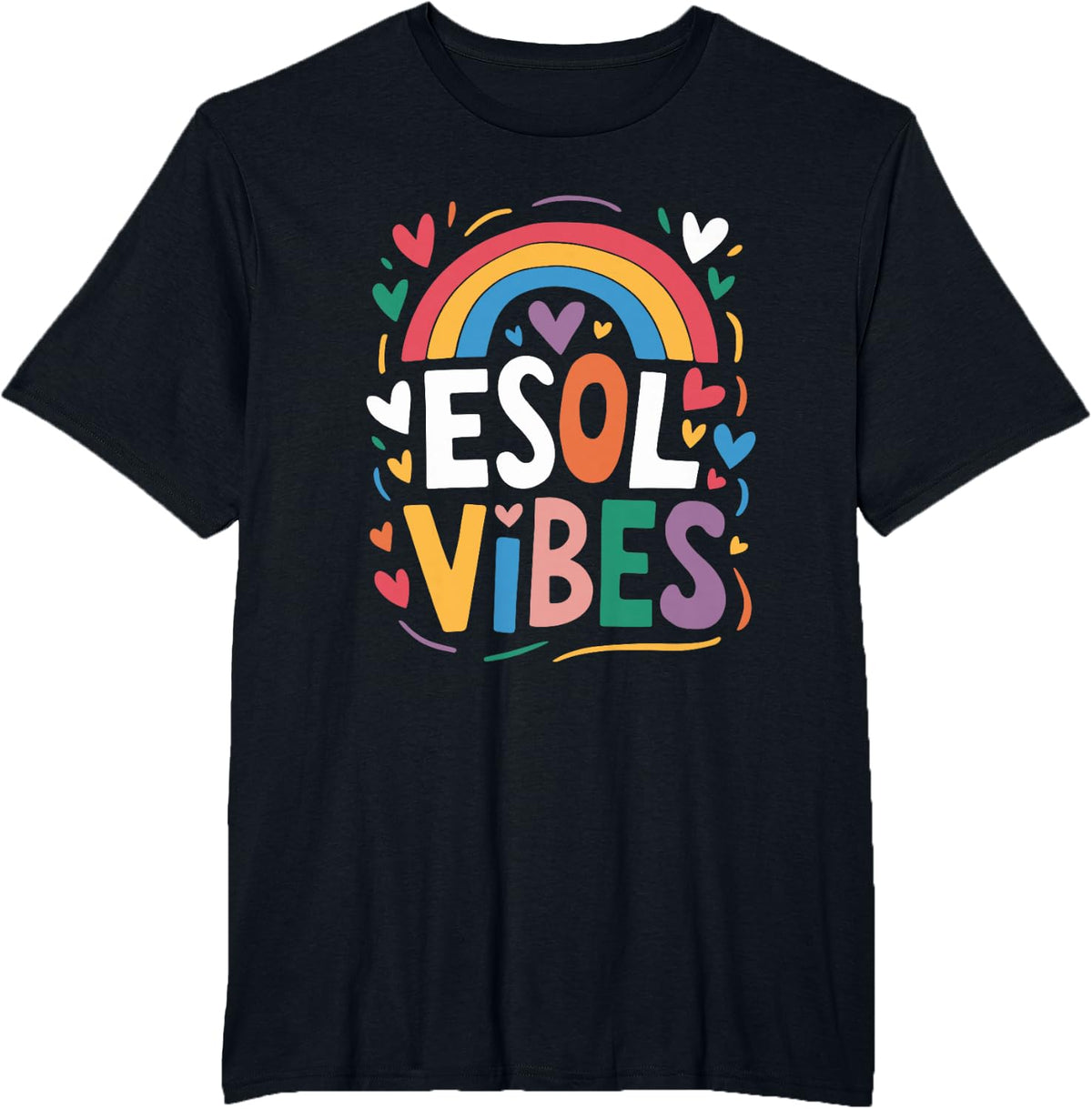 ESOL Vibes, ELL English Teacher and ESL English Teaching T-Shirt - Black