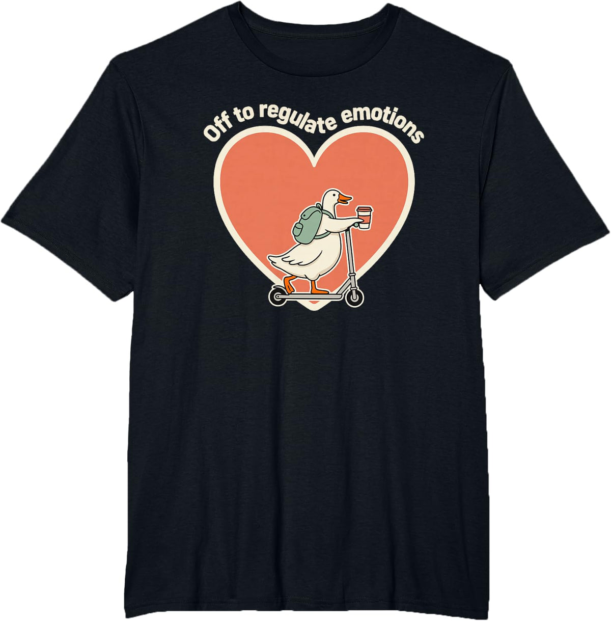 Off to Regulate Emotions Funny Goose Coffee Scooter Humor T-Shirt - Black
