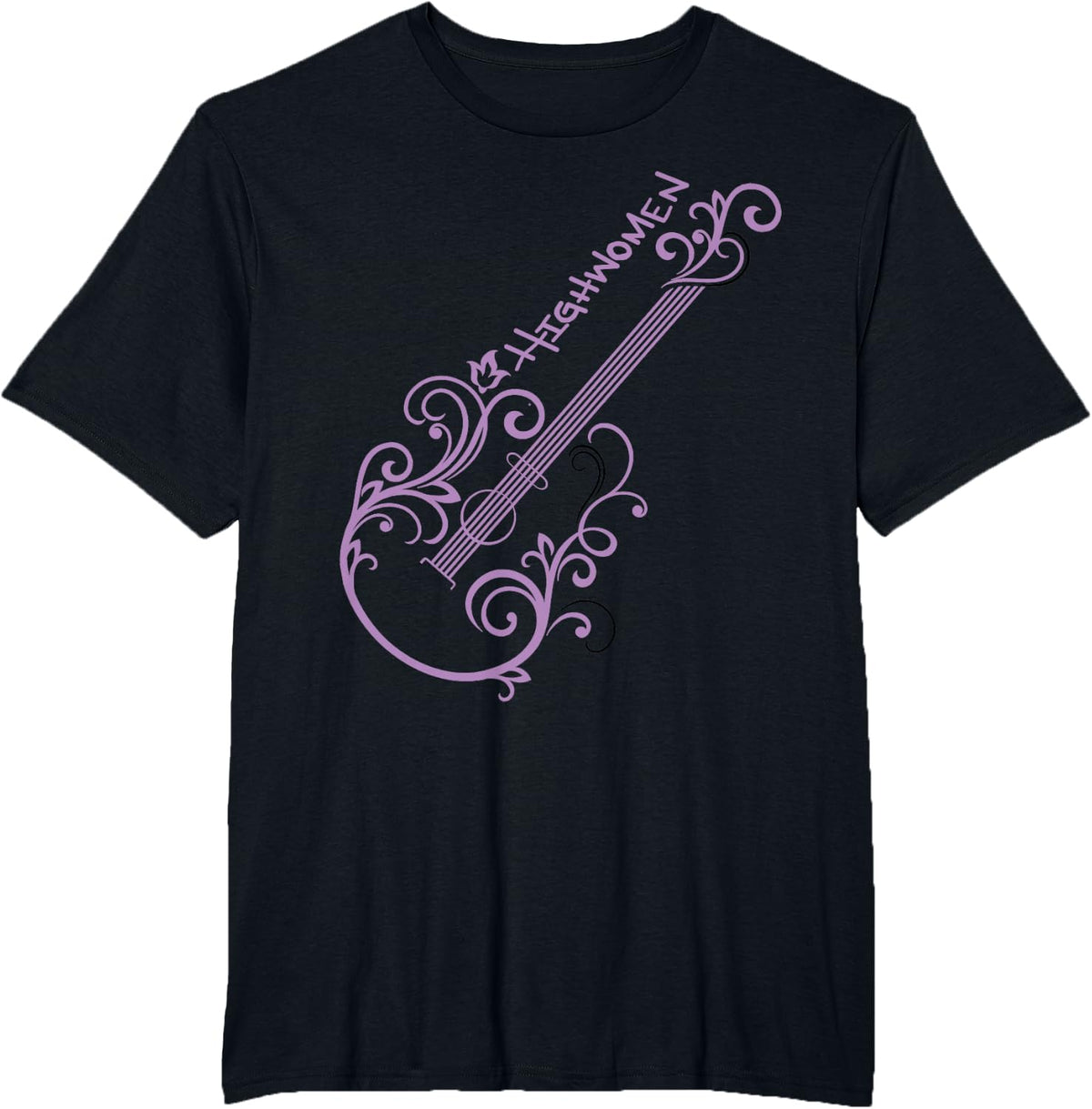 Highwomen Guitar Womens Fun Design Cotton Purple Grey Black T-Shirt - Black