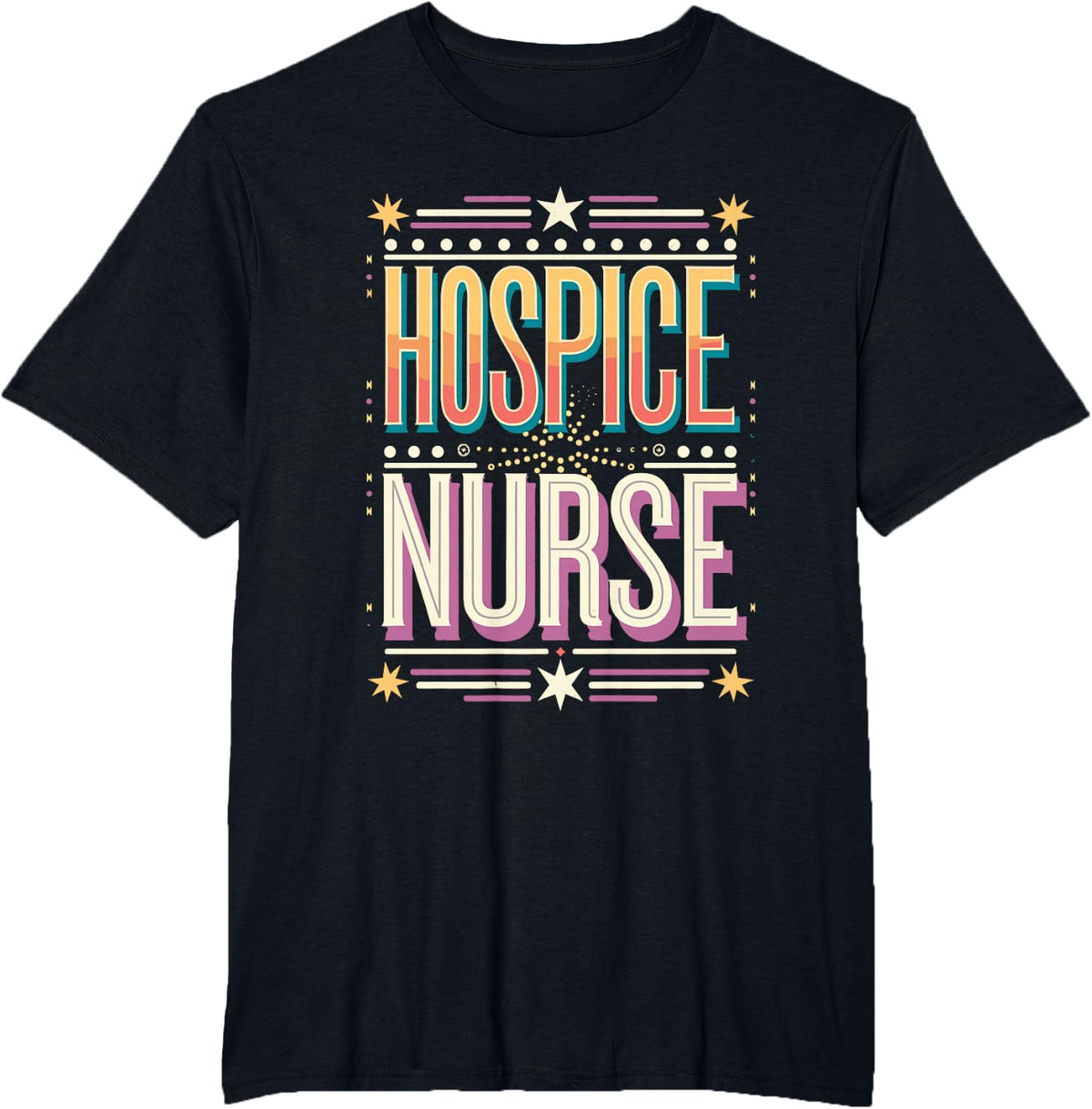Hospice Nurse Blue Letter Design T-Shirt - Black