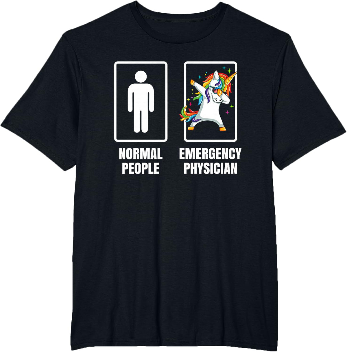 Dabbing Unicorn Emergency Room Physician ER Doctor Gift T-Shirt - Black