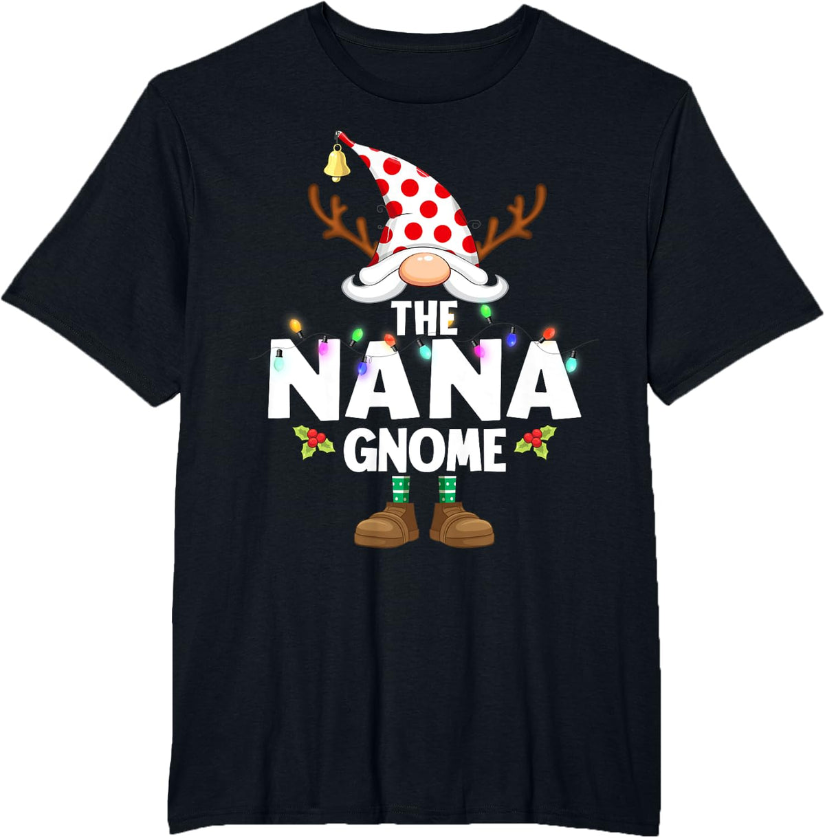 Christmas Matching The Nana Gnome Pajama T-Shirt - Black
