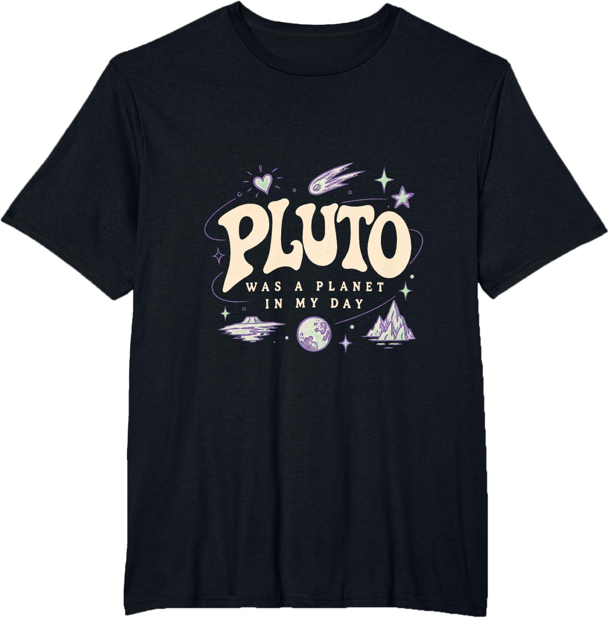 Pluto was A Planet in My Day Retro Funny Space T-Shirt - Black