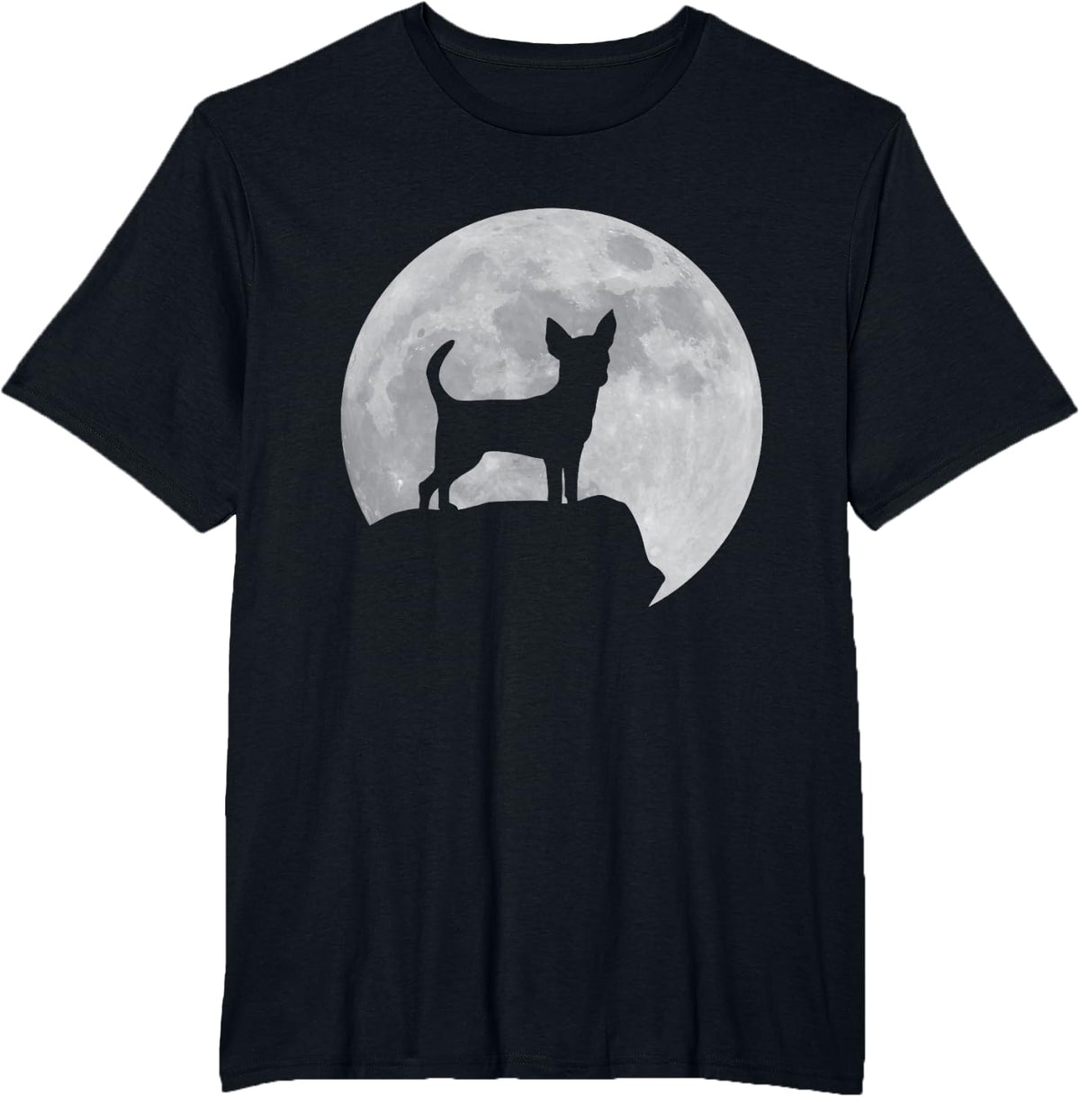 Moon And Dog Silhouette - Chihuahua T-Shirt - Black