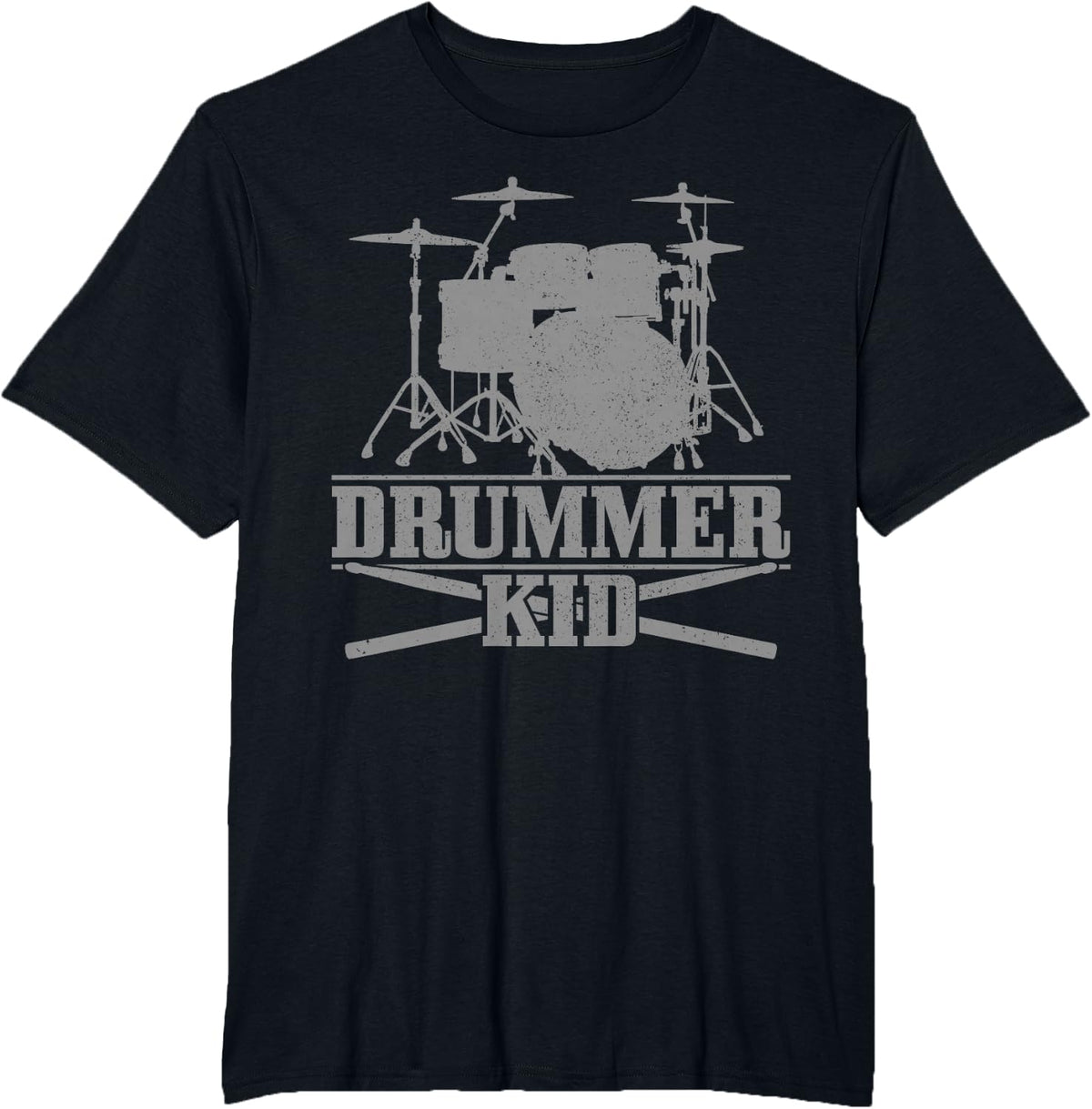 Drummer Kid Gift Drum Sticks Drumming Vintage Drums T-Shirt - Black