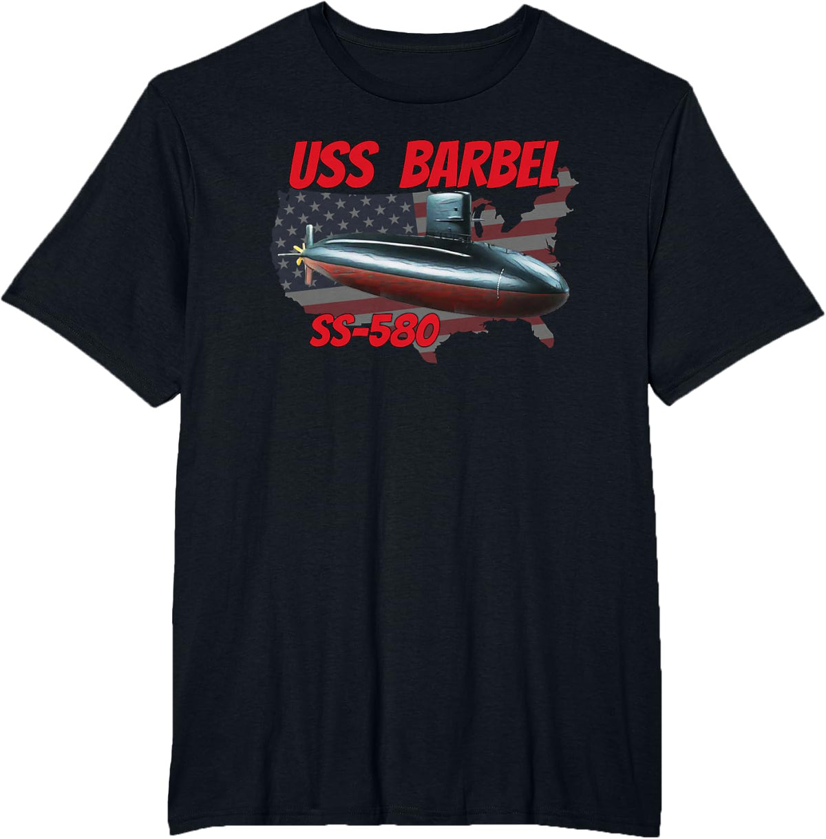 USS Barbel SS-580 Submarine Veterans Day Father Grandpa Dad T-Shirt - Black