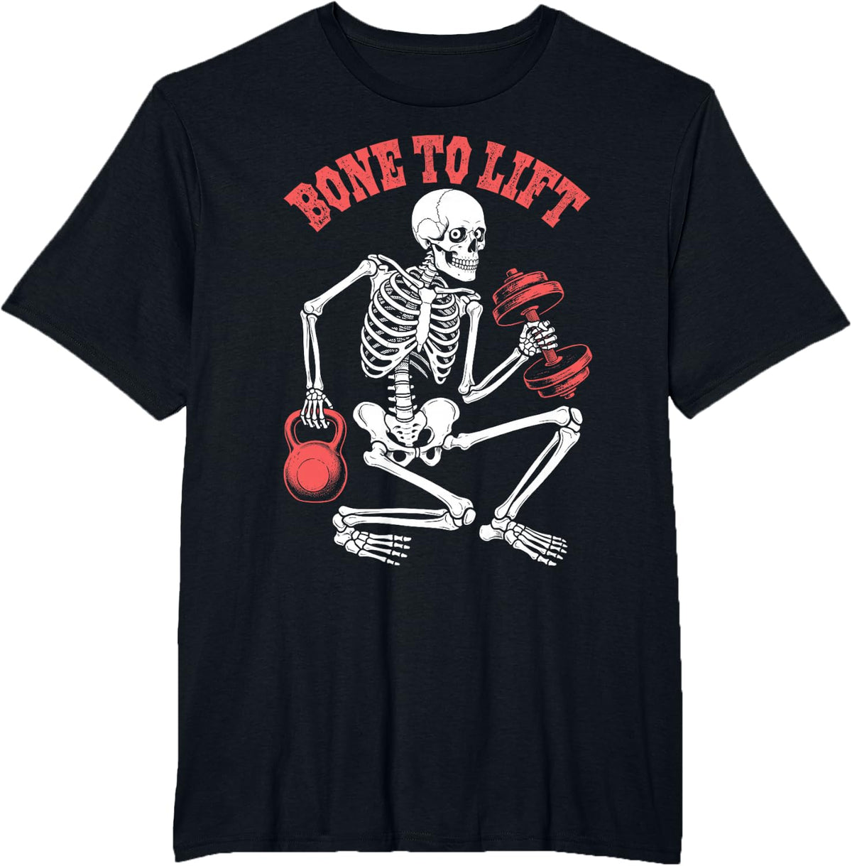 Funny Gym Halloween Skeleton Bone to Lift Weights Workout T-Shirt - Black