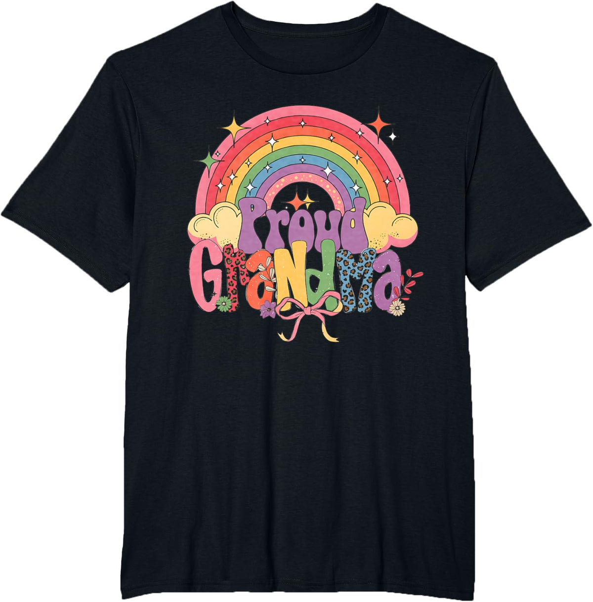 Proud Grandma Gay Pride Month Rainbow LGBT Grandmother T-Shirt - Black