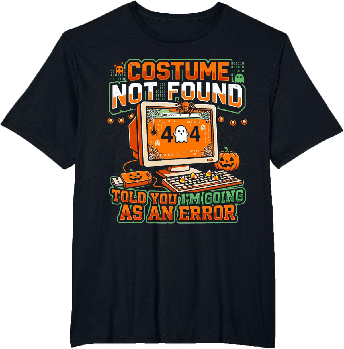 404 Costume Not Found Programmer Halloween IT Nerd Gift T-Shirt - Black