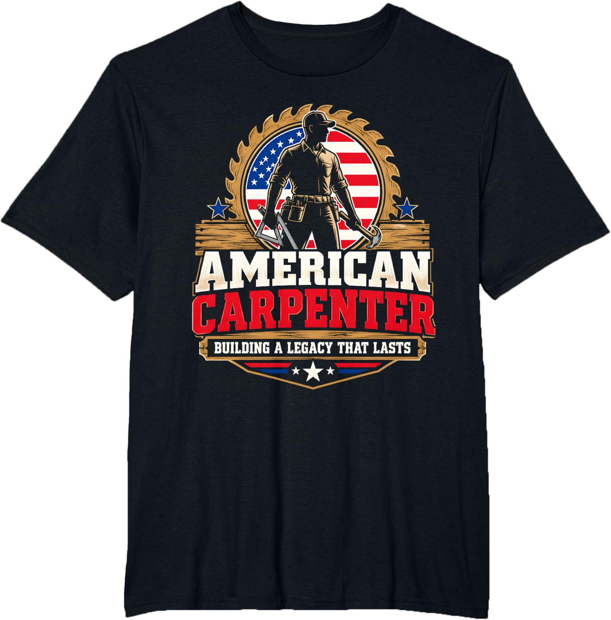 Proud Carpenter Amcerican Flag Carpenter T-Shirt - Black