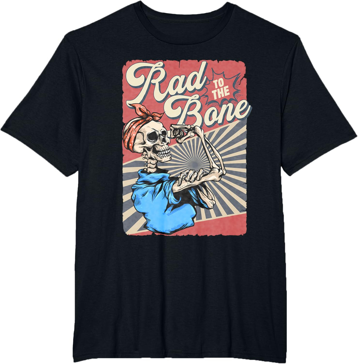 Rad To The Bone Skeleton Vintage Rad Tech Radiology T-Shirt - Black