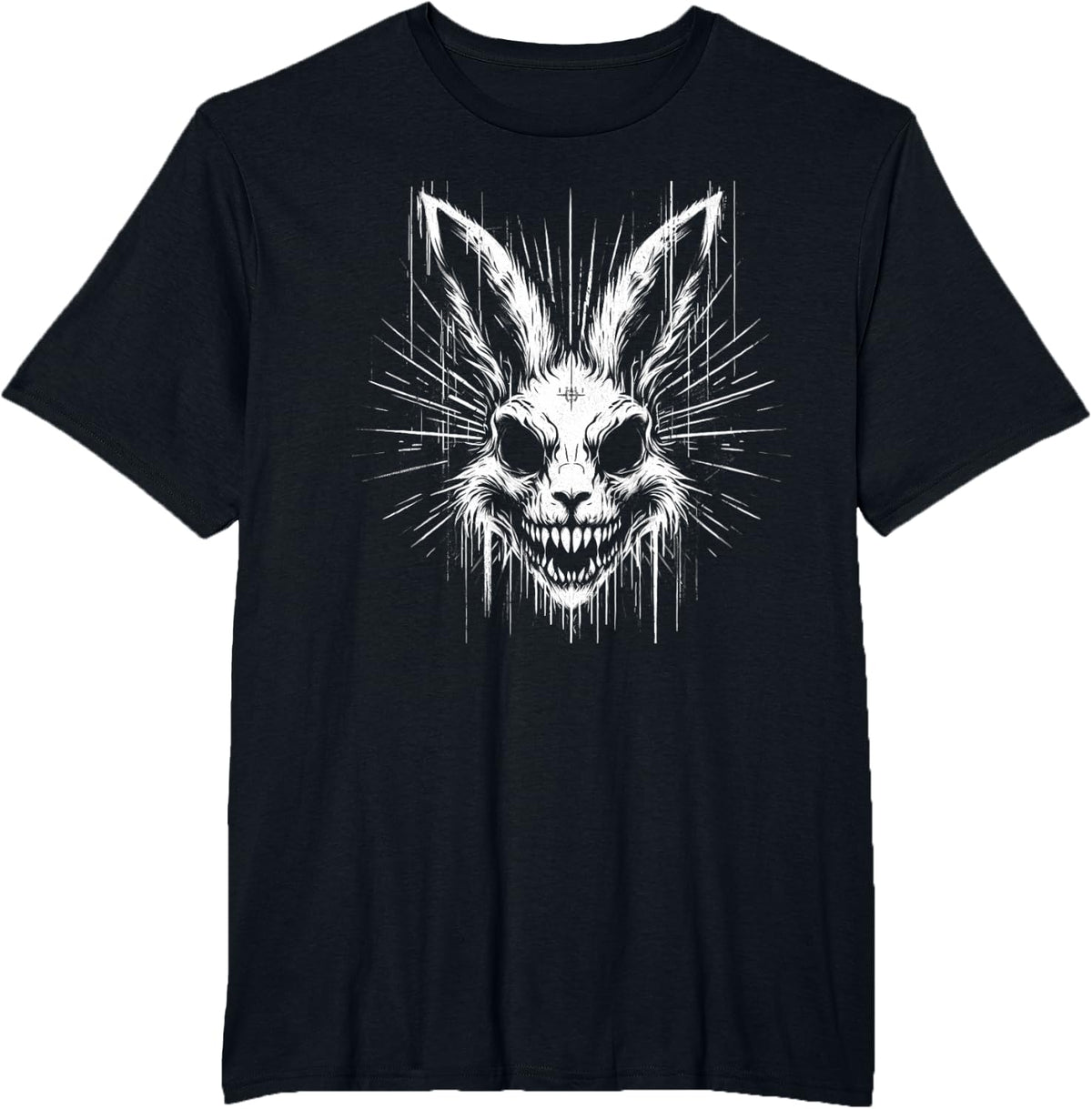 Creepy Goth Rabbit, Horror Bunny, Weirdcore Rabbit T-Shirt - Black
