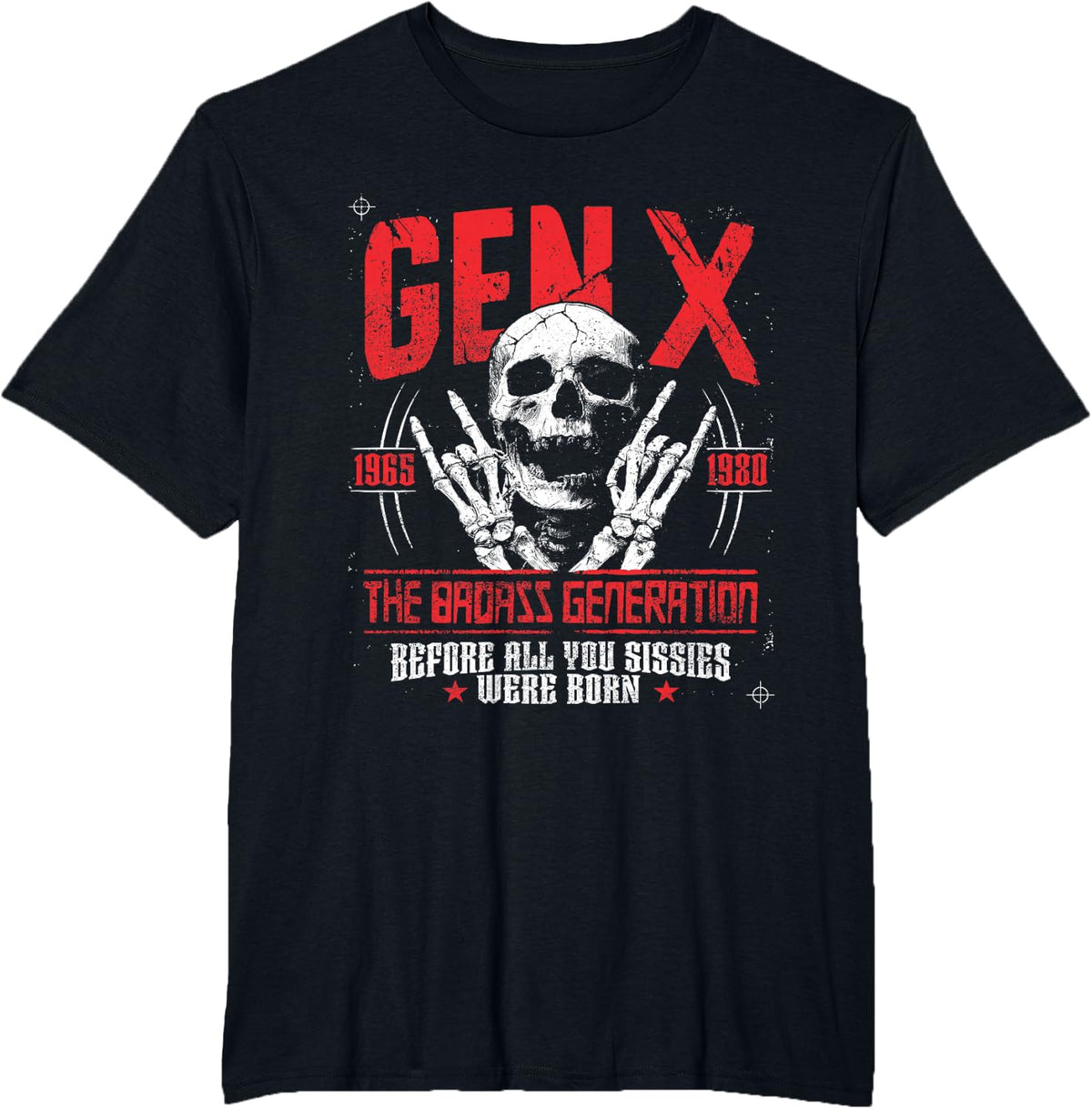 Gen X The Badass Generation Skeleton Punk Rock T-Shirt - Black