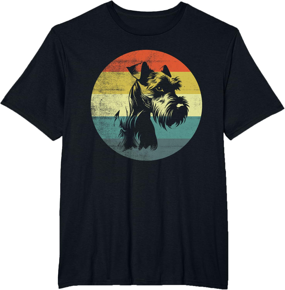 Miniature Schnauzer Dog Retro Vintage Design T-Shirt - Black