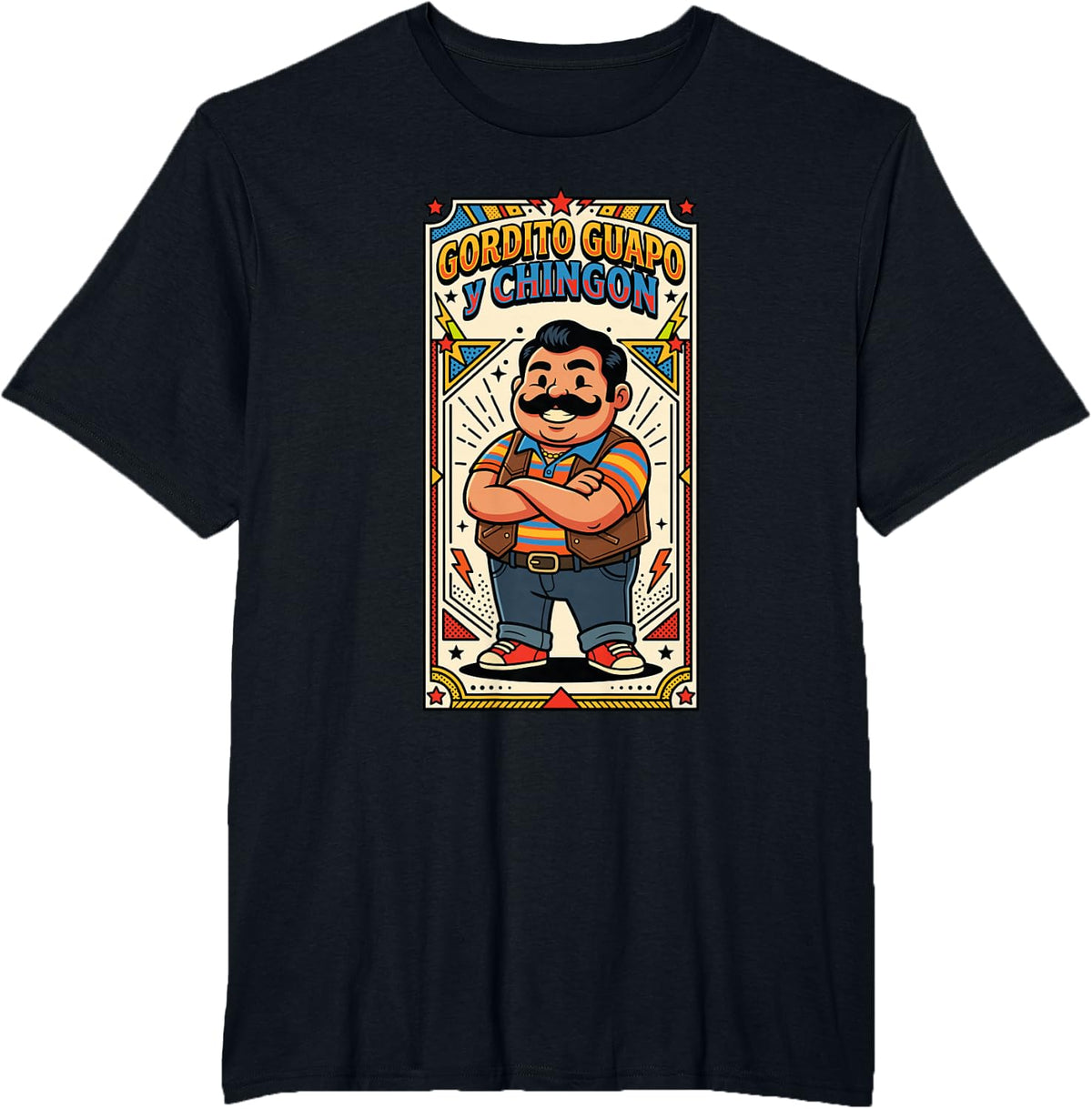 Gordito Guapo Y Chingon Spanish Mexican T-Shirt - Black