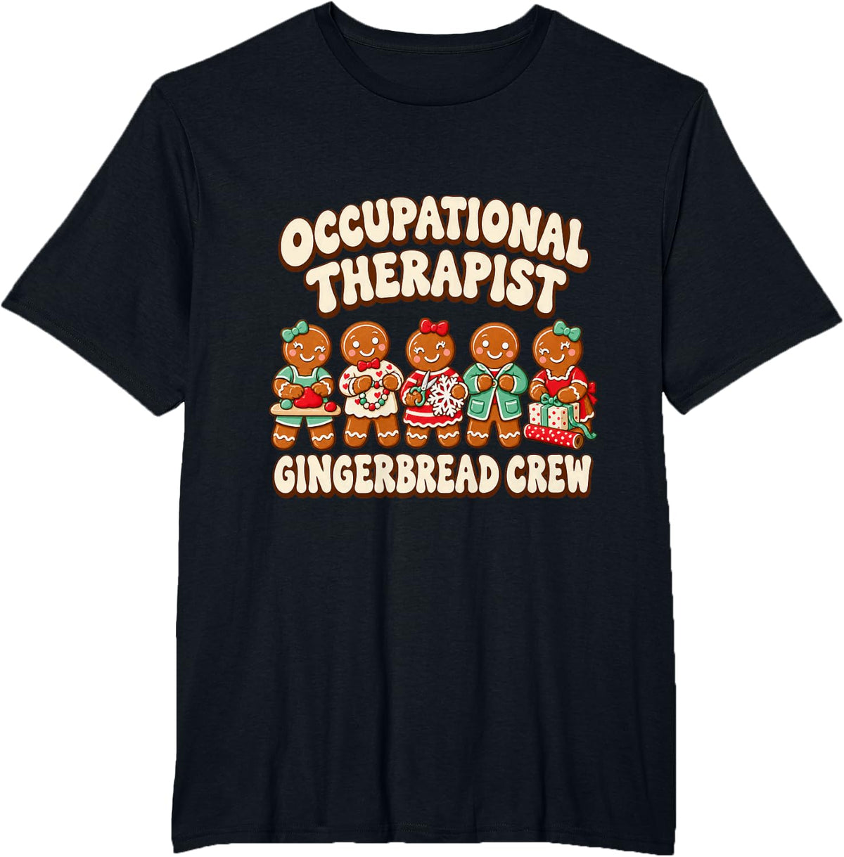 Christmas Occupational Therapist Christmas Cartoon T-Shirt - Black