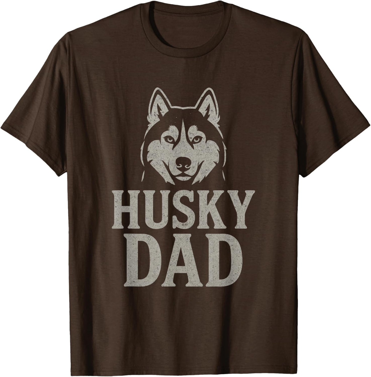 Husky Dad T-Shirt - Retro Siberian Husky Lover Tee for Dog Dads - Brown
