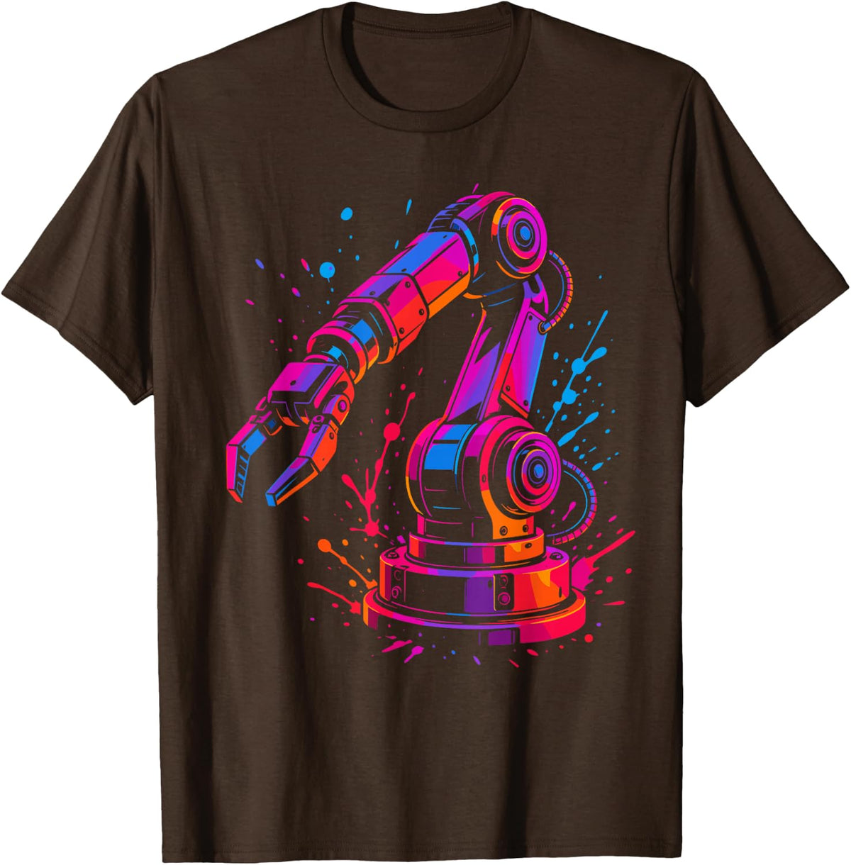 Industrial Robot Arm Engineer Mechanical Tech Graphic T-Shirt - Brown