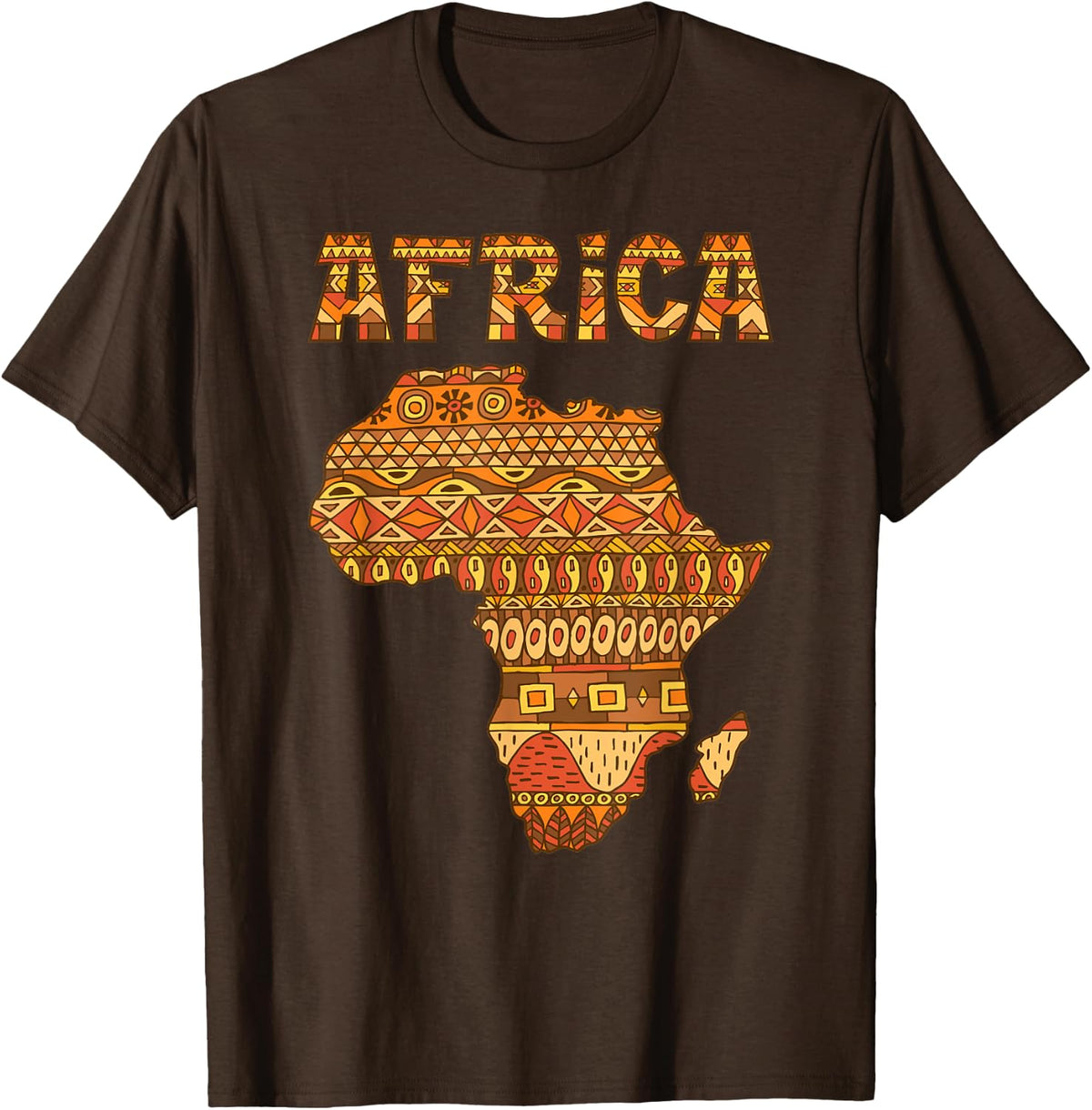 Africa map T-Shirt Proud Traditional Pattern Continent Love - Brown