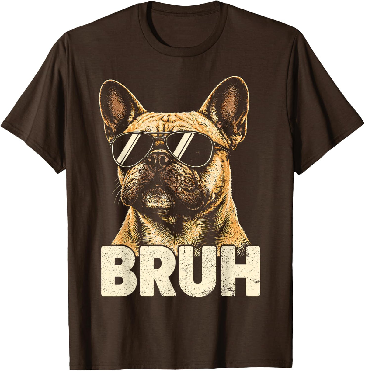 French Bulldog Bruh Youth Boys Tee Cute Dog Teen Kids Meme T-Shirt - Brown