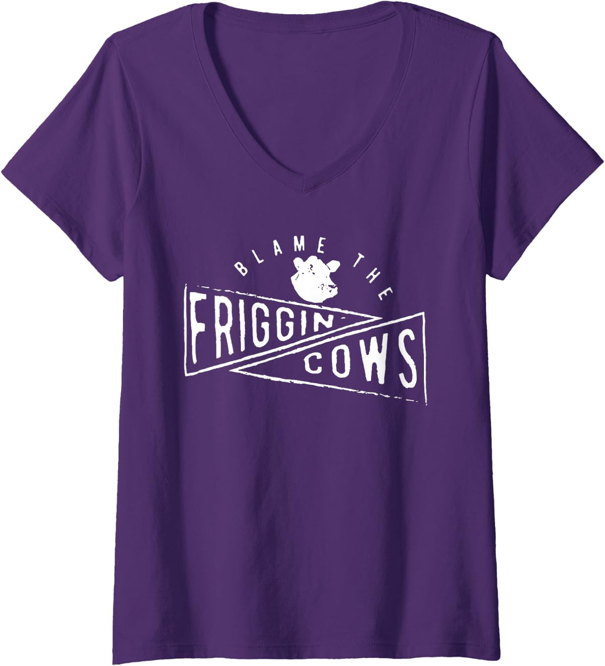 The Blame the Friggin Cows V-Neck T-Shirt - Purple